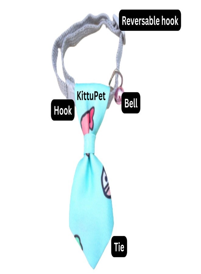 KittuPet ربطة عنق للكلاب من KittuPet، طوق فريد للكلاب، طوق فريد للقطط، مشبك قابل للفك (أزرق سماوي، تصميم مطبوع) - Image 2